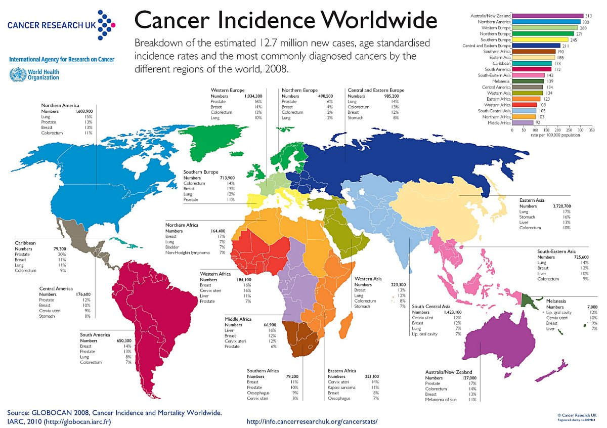 aller à la source : Cancer Incidence and Mortality Worldwide - globocan 2008